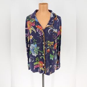 Johnny Was Aurora Borealis Pajama Shirt Womens Medium Top Pima Cotton Modal